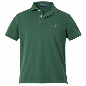 Polo Ralph Lauren Green Polo Shirt Mens Medium Pink Pony Classic